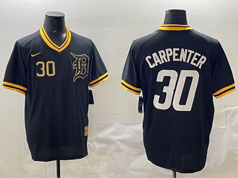 Men Detroit Tigers 30 Carpenter Black Gold Game 2025 Nike MLB Jersey style 4